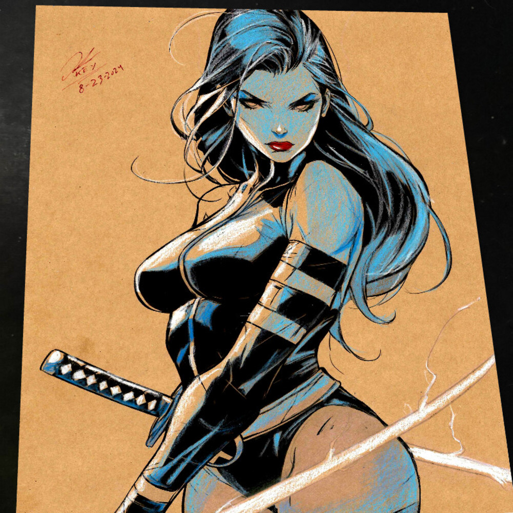 Psylocke Art Print Signed 8.5x11 | Art by Keyeske